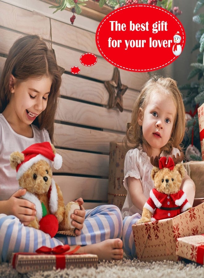 Harrycle 2 Pcs Christmas Bear Plush Animal Toys 10 Inch Cute Santa Hat Stuffed Red Vest Bear Dolls Gifts for Girls Women Xmas Holiday Birthday Party Decoration - Image 5